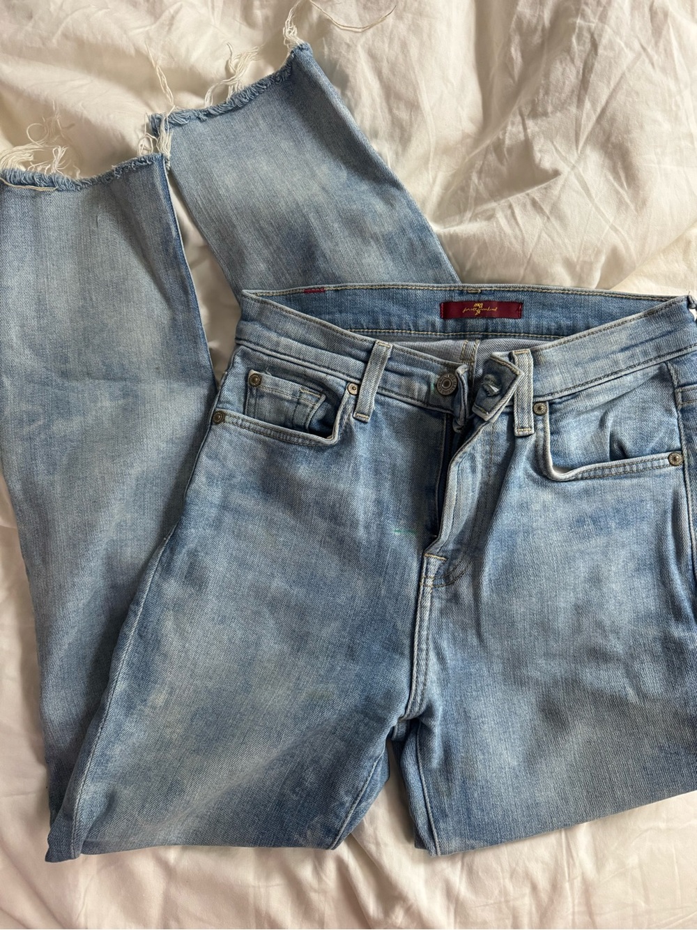 7 For All Mankind Light Blue Cropped Ankle Jeans